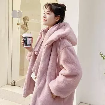 Пальто из искусственного плюша кролика, модное утолщенное пальто из овечьей шерсти, женское зимнее новое шерстяное пальто, хлопковое пальто S