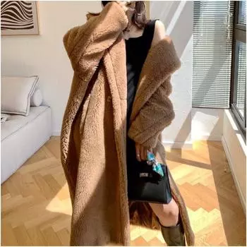 Пальто из искусственной шерсти в виде плюшевого мишки европейского и американского производства, длинное женское пальто, осенне-зимнее пальто с утолщенным силуэтом, имитация овечьей стрижки S белый