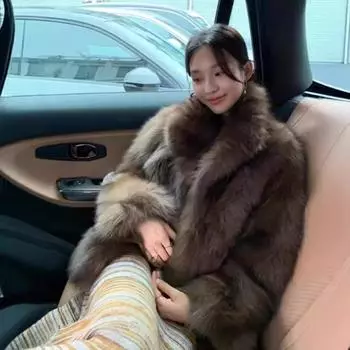 Пальто из лисьего меха серии Evergreen, женская куртка, симпатичная, универсальная, классика осени и зимы 2024 года S