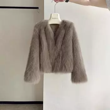 Пальто из лисьего меха женское 2024 года новое модное простое меховое интегрированное короткое меховое пальто для молодежи Haining small size [80-110]