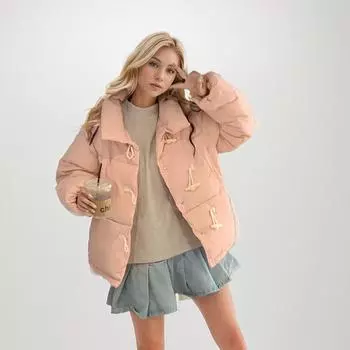 Пальто из натурального рога с пряжкой из хлопка, женское, свободного размера, зимнее, новое, корейская версия, свободное, маленькое, хлопковое пальто S