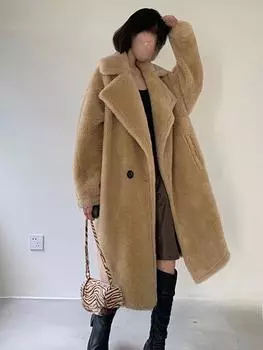 Пальто из овчины Haining Shearling Fleece Teddy Bear XS белый