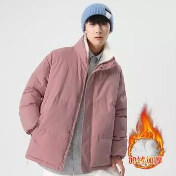 Пальто из овечьего бархата, хлопка, мужское зимнее, утолщенное, бархатное, однотонное, воротник-стойка, мужская молодежная, свободная пара, модный бренд M