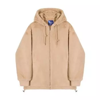 Пальто из овечьего бархата и хлопка для мужчин в зимнее время в корейском стиле, свободная и модная бархатная утолщенная куртка с капюшоном, хлопковое пальто M