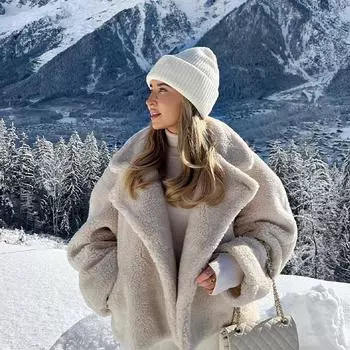 Пальто из овечьей шерсти с отложным воротником, женское, из искусственного бархата, свободная куртка, утолщенное, теплое, с длинным рукавом, повседневное пальто на осень и зиму L бежевый