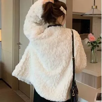 Пальто из овечьей шерсти Xiaoxiangfeng, женское, новое зимнее, маленький дизайн, тонкий, теплый меховой топ S (recommended 85-55kg)