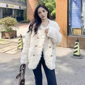 Пальто из овечьей шерсти Young Xiaoxiangfeng, женское зимнее свободное плюшевое пальто из искусственного меха, спандекс S