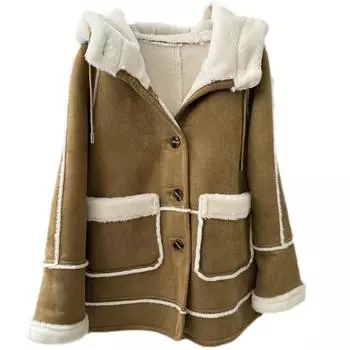 Пальто из овечьей шерсти, женское, с интегрированным мехом, новое зимнее утолщенное пальто из высококачественной замши One size fits all