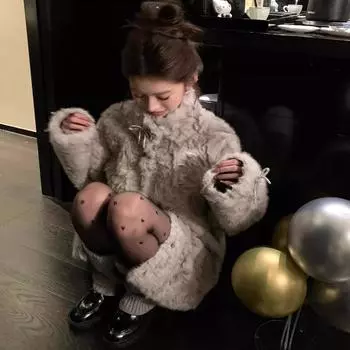 Пальто из овечьей шерсти женское 2024 плюшевое новое зимнее плюшевое утолщенное среднее и длинное маленькое стоячее плюшевое пальто S (under 52.5 kg) серебряный серый