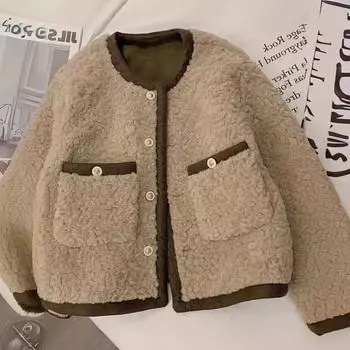 Пальто из овечьей шерсти женское осень-зима 2024 г. Французский высококачественный небольшой ароматный шерстяной топ для сохранения тепла S