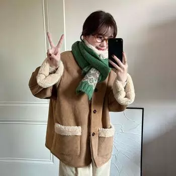 Пальто из овечьей шерсти женское 2024 новое зимнее новое универсальное искусственное меховое интегрированное меховое пальто S