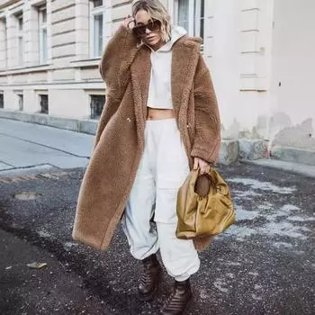 Пальто из плюшевого мишки с мехом ягненка, новое теплое утолщенное плюшевое пальто средней длины из экологически чистого материала для женщин S белый