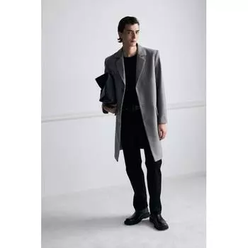 Пальто из смеси шерсти HM, серый меланж XS