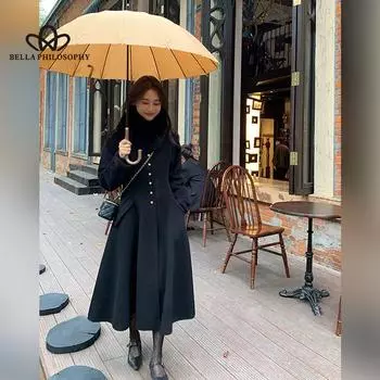 Пальто из твида длиной до талии, новое зимнее тонкое пальто, длинное пальто в повседневном стиле для женщин, высококачественное женское пальто S