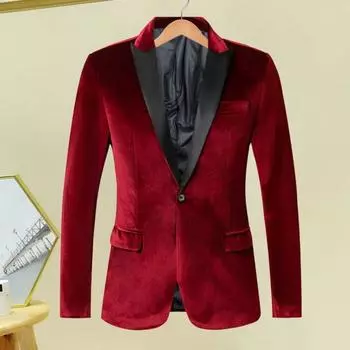 Пальто из золотистого бархата с одной пуговицей и длинным рукавом, пиджак в стиле пэчворк, деловая официальная верхняя одежда XXL вино красного