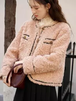 Пальто Mishow для женщин, новинка 2024 года, с круглым вырезом, контрастного дизайна, утолщенная элегантная изысканная куртка во французском стиле с длинными рукавами MXC56W0231