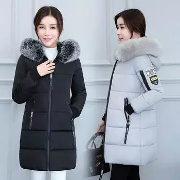 Пальто Мода Длинные Тонкие Твердые Зимние Женщины Толстовка Меховая Куртка XXXL чёрный