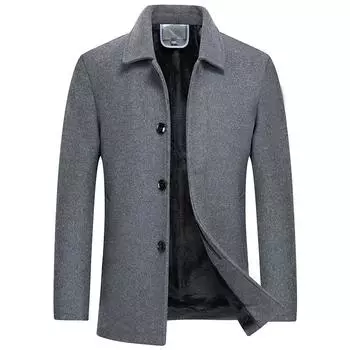 Пальто модное бархатное утолщенное шерстяное мужское пальто с лацканами на подкладке шерстяное пальто M