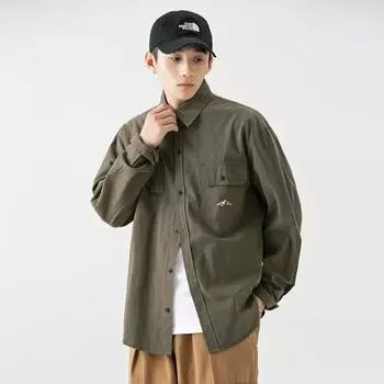 Пальто мужская куртка весна-осень модный японский стиль свободный нишевый дизайн топ для отдыха на открытом воздухе ретро рабочая одежда повседневный M абрикосовый