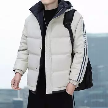 Пальто мужская новая зимняя повседневная куртка с хлопковой подкладкой мужская молодежная модная брендовая короткая толстая теплая куртка с хлопковой подкладкой с капюшоном M