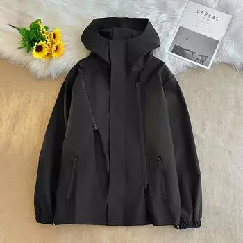 Пальто Мужские куртки Весна и осень Трендовые повседневные модные молодежные куртки с капюшоном для активного отдыха Мужская одежда M