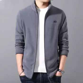 Пальто мужское флисовое утолщенное термокуртка с воротником-стойкой, повседневное XXL