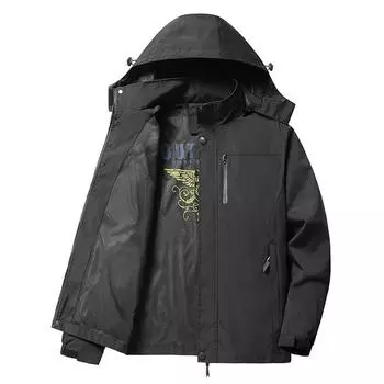 Пальто мужское повседневное пальто с лацканами для людей среднего возраста, тонкое свободное пальто для людей среднего и пожилого возраста, сезон весна и осень M чёрный