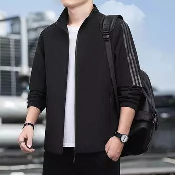 Пальто мужское весенне-осенне-зимняя куртка мужская модная брендовая повседневная мужская одежда красивая повседневная стойка воротник M чёрный