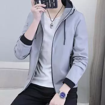 Пальто мужское весенне-осеннее мужское пальто корейской версии модное повседневное спортивное красивое осеннее пальто с капюшоном для мужчин M чёрный