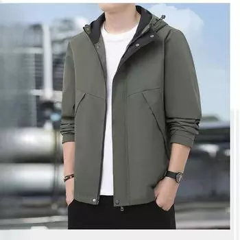 Пальто мужское весенне-осеннее трендовое пальто с капюшоном свободный повседневный универсальный топ M чёрный