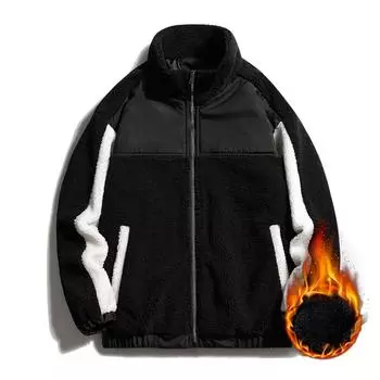 Пальто мужское зимнее из овечьего флиса утолщенная термокуртка модный комфортный топ L