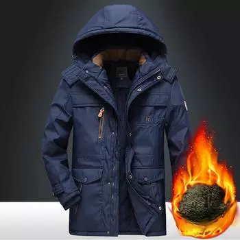 Пальто мужское зимнее новое свободное стеганое пальто мужское среднее длинное стеганое пальто плюс кашемировая стеганая куртка стеганое пальто M