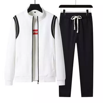 Пальто Негабаритный мужской кардиган Спортивный повседневный комплект из двух частей Брюки L