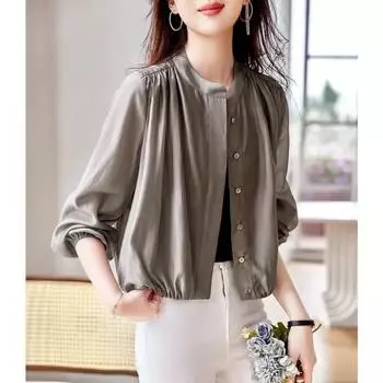 Пальто Новое летнее модное тонкое дизайнерское пальто Tencel S серый