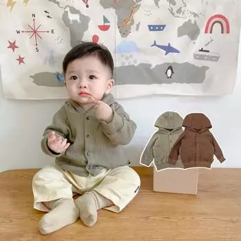 Пальто однотонное универсальное повседневное однобортное для маленьких мальчиков и девочек 73