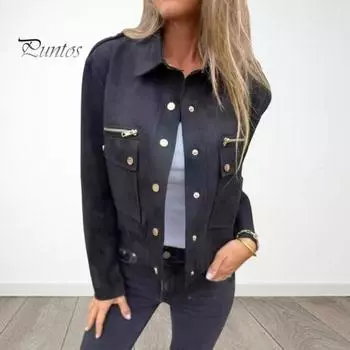 Пальто осень-весна Карман-клапан Застежка-молния Декор Отложной воротник Длинные рукава Однобортный крой Пуговицы Карго Повседневная одежда Верхняя одежда для активного отдыха Повседневная одежда XXL коричневый