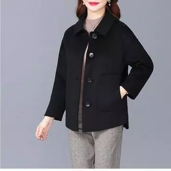 Пальто осень-зима горячий стиль короткий повседневный свободный темперамент одежда для мам корейская мода чисто шерстяное пальто для женщин M