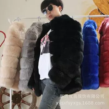 Пальто осень-зима новое воротник-стойка искусственное меховое пальто женское среднее и длинное повседневное теплое искусственное меховое пальто из лисы XS белый
