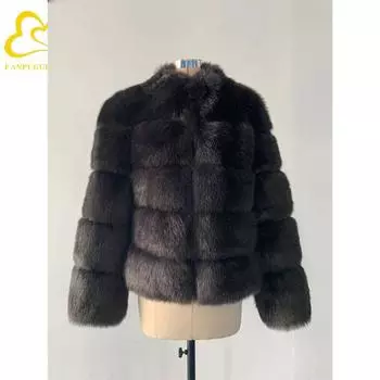 Пальто осенне-зимнее меховое пальто новое модное воротник-стойка корейская версия повседневное теплое пальто из искусственного меха лисы S белый