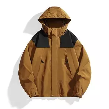 Пальто осеннее мужское осеннее новое уличное пальто мужское и женское парное пальто съемная шапка водонепроницаемая ветрозащитная куртка S чёрный