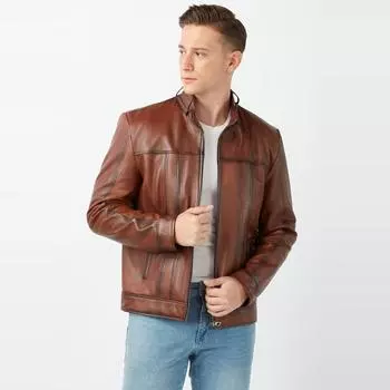 Пальто Rocco Tan из натуральной кожи, окрашенное в коричневый цвет