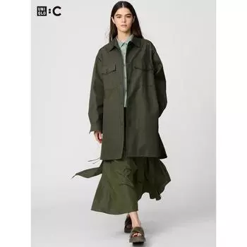 Пальто-рубашка Uniqlo большого размера 57 OLIVE/WOMEN S