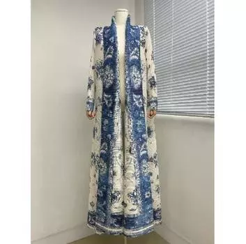 Пальто с длинным рукавом с принтом, женская ветровка, осенне-зимнее платье-кардиган в стиле абайя One Size