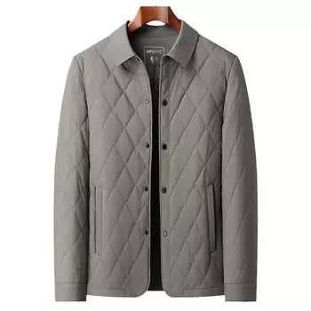 Пальто с хлопковой подкладкой для мужчин, средней длины с лацканами, теплое повседневное пальто с хлопковой подкладкой для мужчин среднего и пожилого возраста, осенняя и зимняя одежда для папы M