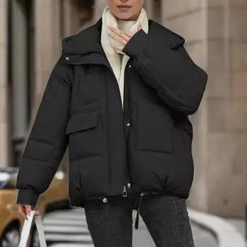 Пальто с хлопковой подкладкой, женские однотонные зимние пуховые пальто, теплые куртки 2024 года, новые женские куртки из хлопка M мятный зеленый