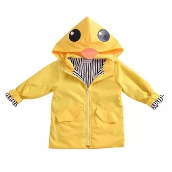 Пальто с капюшоном для детей 1-5 лет, водонепроницаемая куртка на молнии в форме утки, может быть плащом 90
