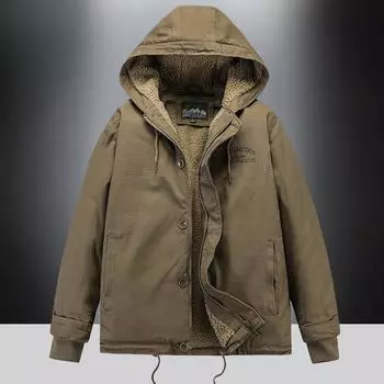 Пальто с капюшоном из овечьей шерсти с хлопковой подкладкой Мужская флисовая утолщенная свободная куртка с хлопковой подкладкой Куртка из чистого хлопка Молодежная повседневная куртка с хлопковой подкладкой M