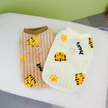 Пальто с полосатым плюшем для собак, осенне-зимний плюшевый мишка, толстый зимний жилет для маленьких собак, одежда для кошек с плюшевым жилетом для щенков S