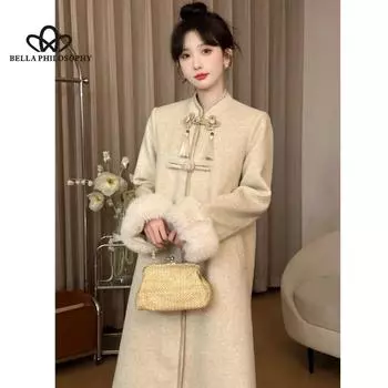 Пальто с воротником-стойкой, накладное пальто с пуговицами, женское зимнее пальто, высококачественное женское пальто, повседневное длинное пальто S