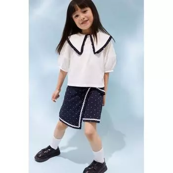 Пальто с запахом HM COOLMAX Темно-синий в горошек